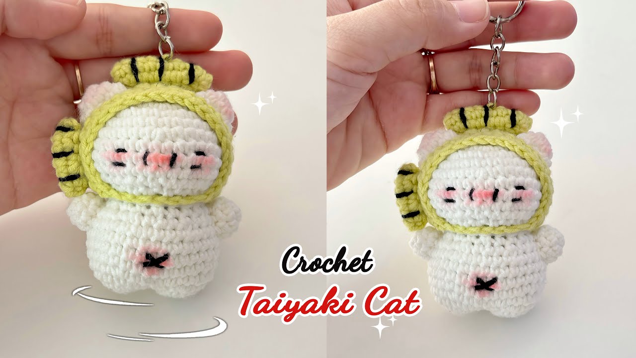 Cute Crochet Taiyaki Cat Keychain 🐱🍡 | Easy & Fun Amigurumi for Beginners