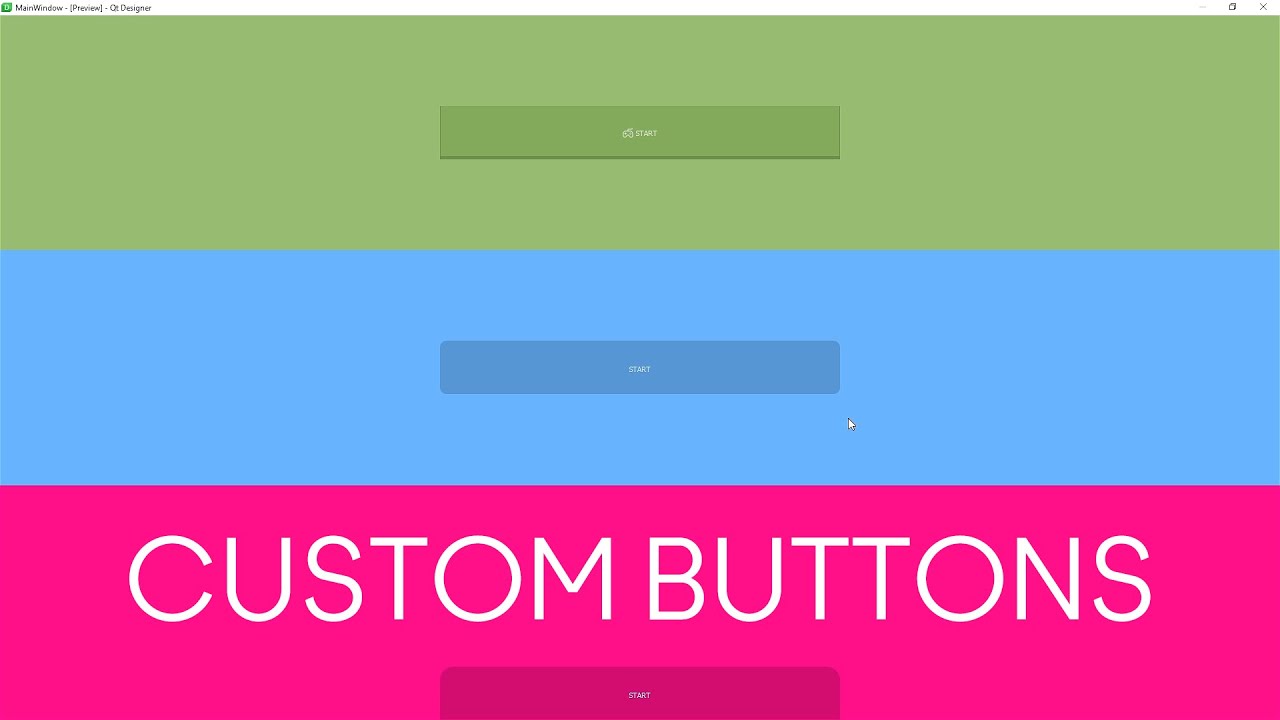 Qt Designer - Custom Buttons - Time Lapse Video [Stylesheet / Modern GUI] Qt for Python and C++