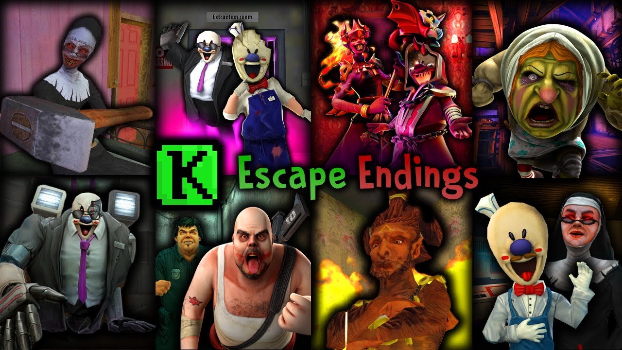 Ice Scream 1 2 3 4 5 6 7 8 9 & United, Evil Nun 1-2  & TBM, Mr Meat 1-2 - Keplerians Escape Endings
