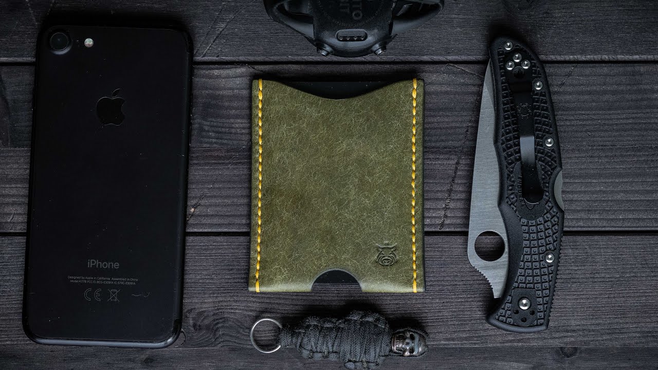 Vegetable tanned Pueblo leather handmade slim cardholder wallet 