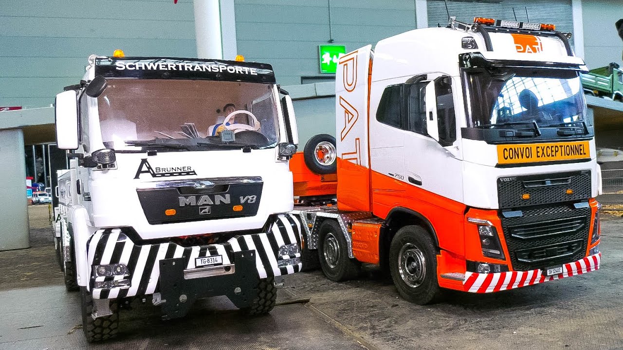 RC TRUCK LOCOMOTIVE TRANSPORT, RC MAN 6x6 SCALEART STUCK, RC TRUCKS, RC MACHINES, CONSTRUCTION SITE