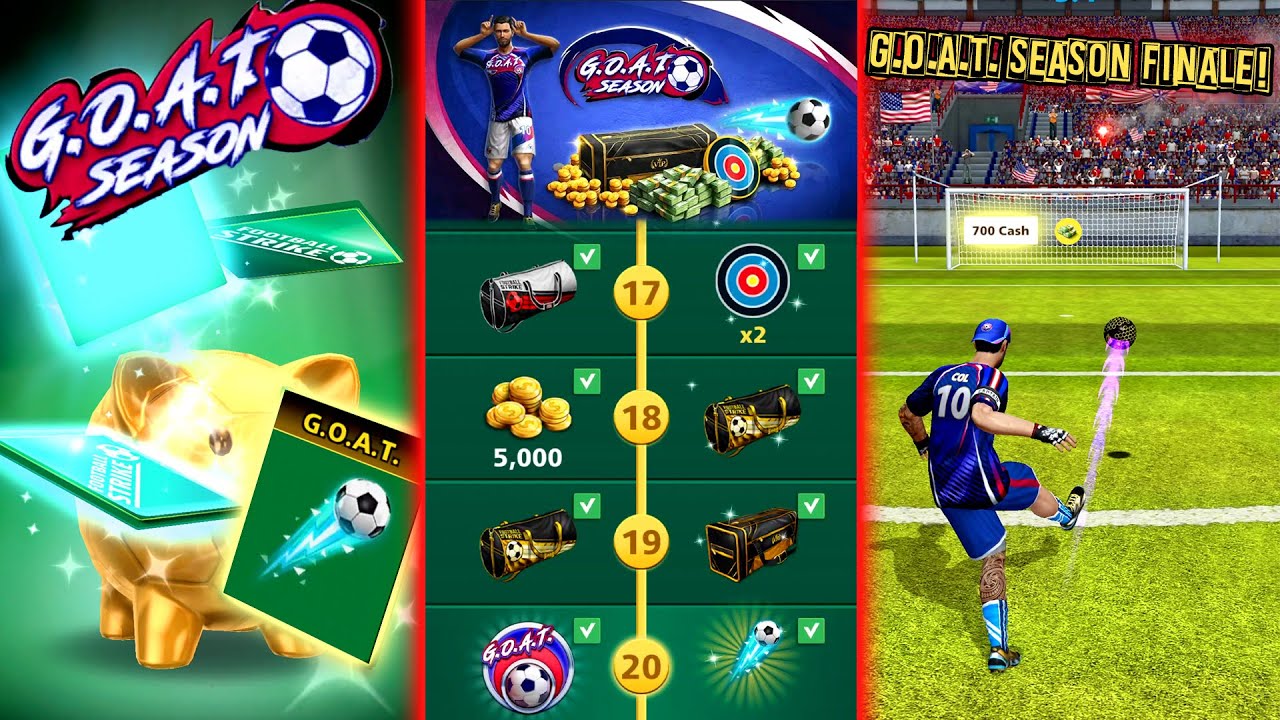 Football Strike - SEASON PASS FINALE! | G.O.A.T. Season VIP Bag | Lucky Shots | New Ball Trial!