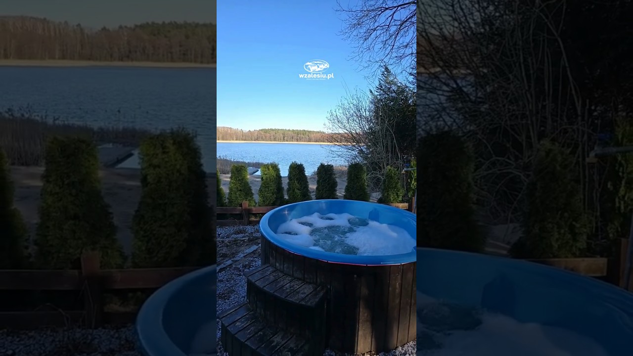 Jacuzzi z widokiem na jezioro Mazury &ndash; luksusowe domki na wynajem