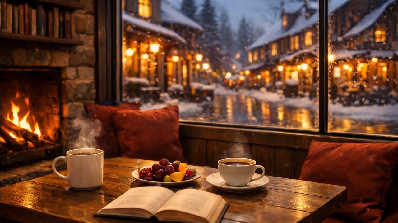 Winter Night Coffee Shop Jazz ❄️ Soft Piano for Sleep, Study, Work & Stress Relief