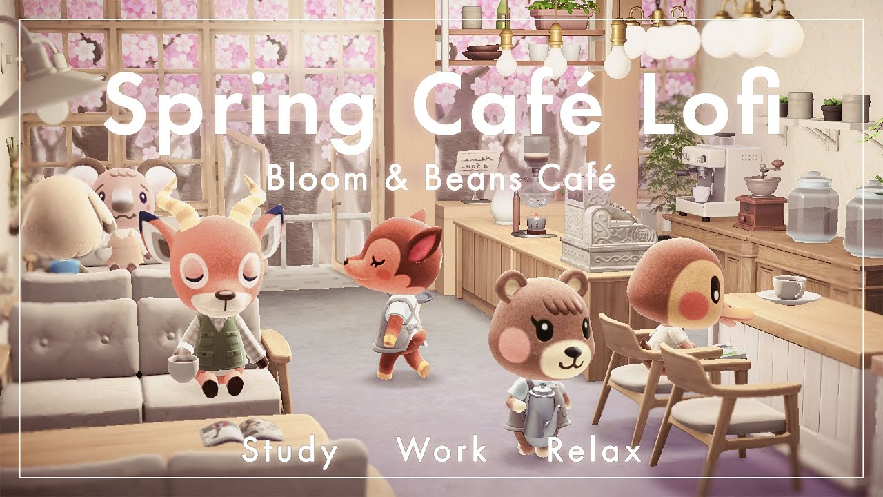 【あつ森】Lofi Café｜桜とコーヒーのくつろぎカフェ☕｜作業・勉強用BGM｜1時間｜環境音付き
