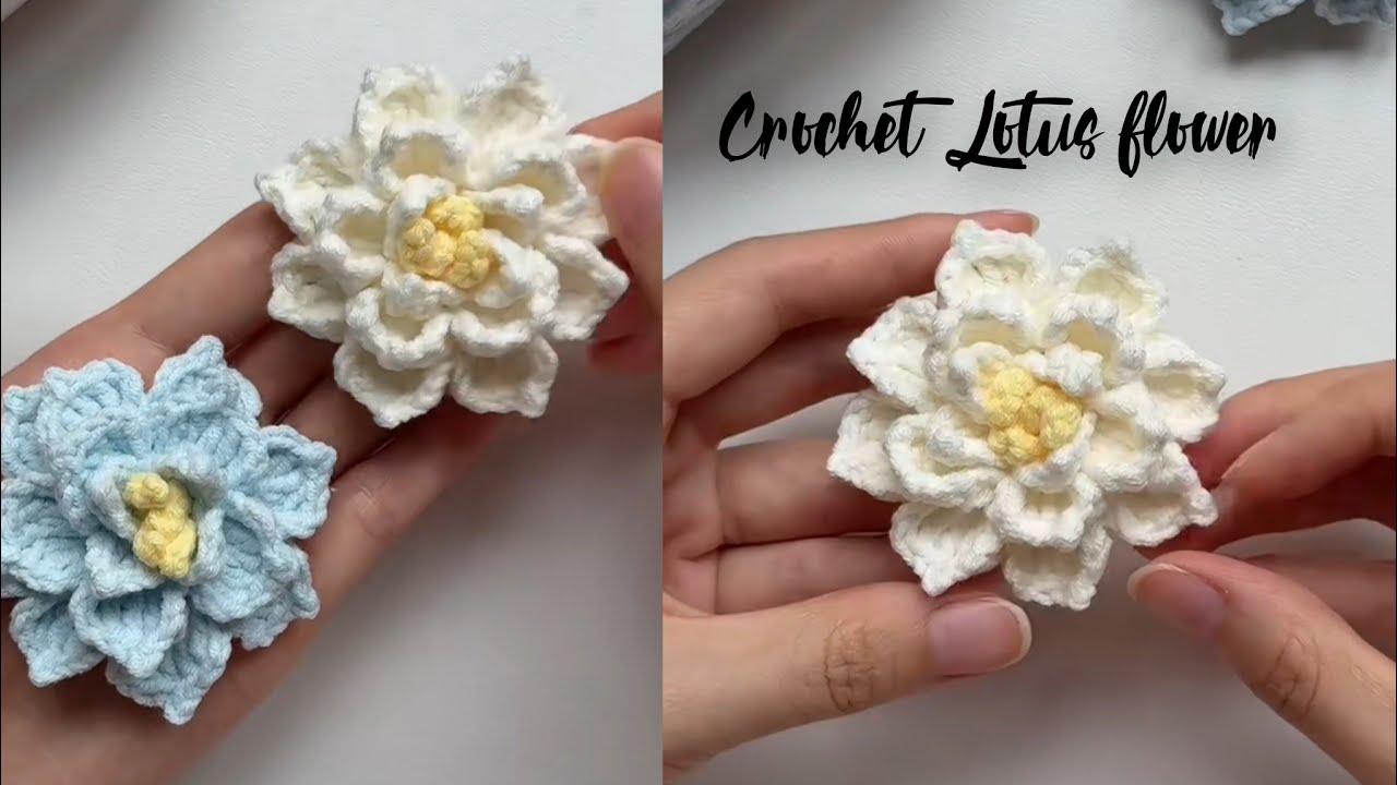 Crochet Lotus flower pattern 🙂#knitting 