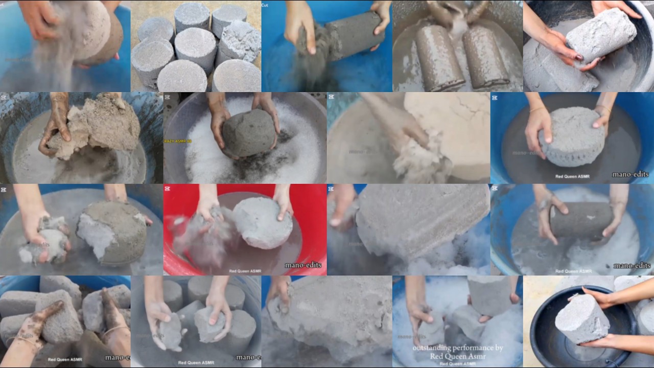 Asmr edits:Sand cement series crunchy Sandment|Pure White  cement compilation of dusty cement