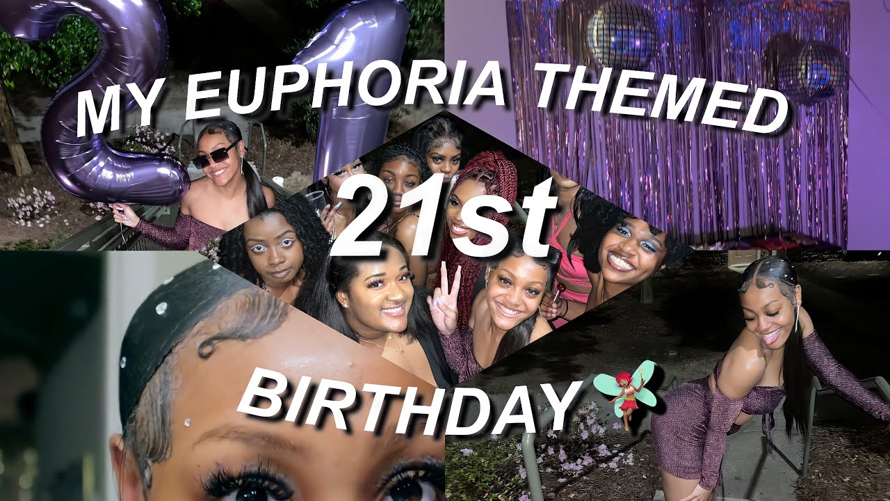 MY EUPHORIA THEMED 21st BIRTHDAY PARTY💜 (grwm/ prep, decorating, getting lit🥳)