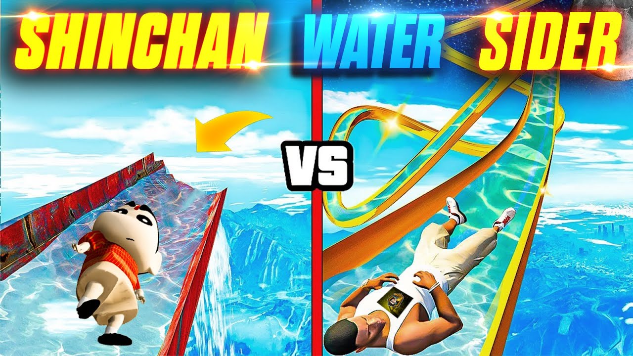 😱Water slider challenge with Shinchan & Doraemon🤣full fun #tristar18