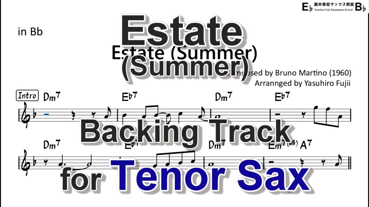 Estate (Summer) by Bruno Martino - Backing Track with Sheet Music for Tenor Sax