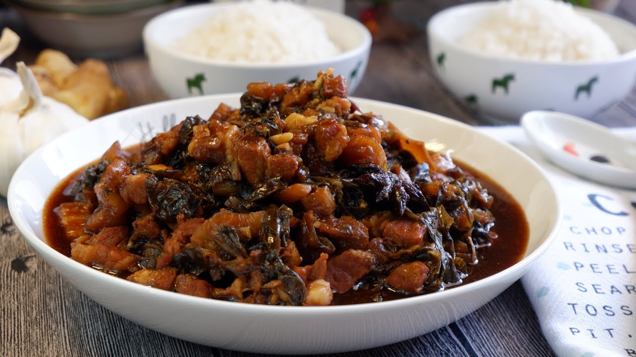 Extra Easy! Chinese Pork Belly w/ Preserved Vegetables 梅菜扣肉 Hakka Mei Cai Kou Rou &bull; Stir Fry Recipe