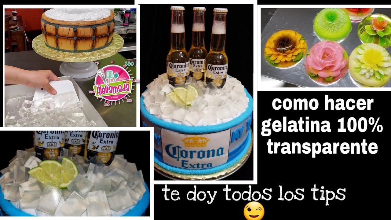 Como hacer gelatina transparente / Como hacer cubitos de hielo para decorar pasteles.