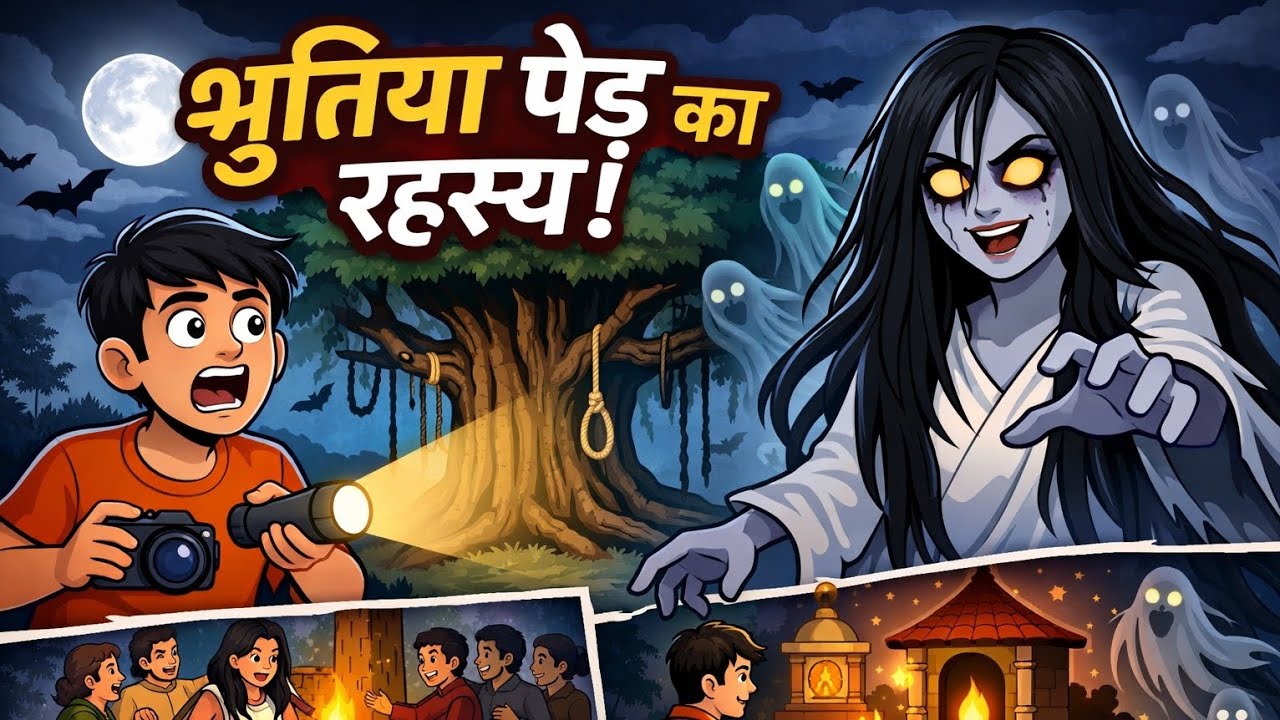 क्या सच में पेड़ पर चुड़ैल रहती है? | बनवारीपुर गांव की अनोखी कहानी#cartoon #horror#bhootkikahani 