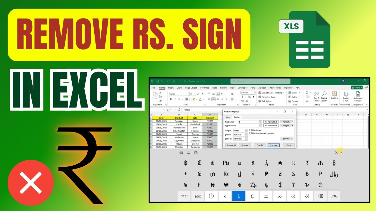 How To Remove Rs. Sign In Excel  #excel  #exceltipsandtricks  #exceltutorial