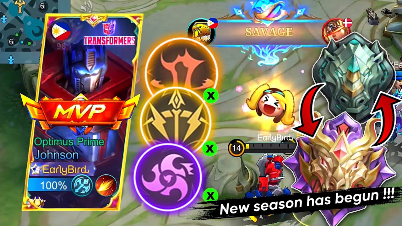 MY FIRST RANK GAME THIS NEW SEASON 😱 ( Savage ?? ) | JOHNSON BEST BUILD ~ Mobile Legends: Bang Bang