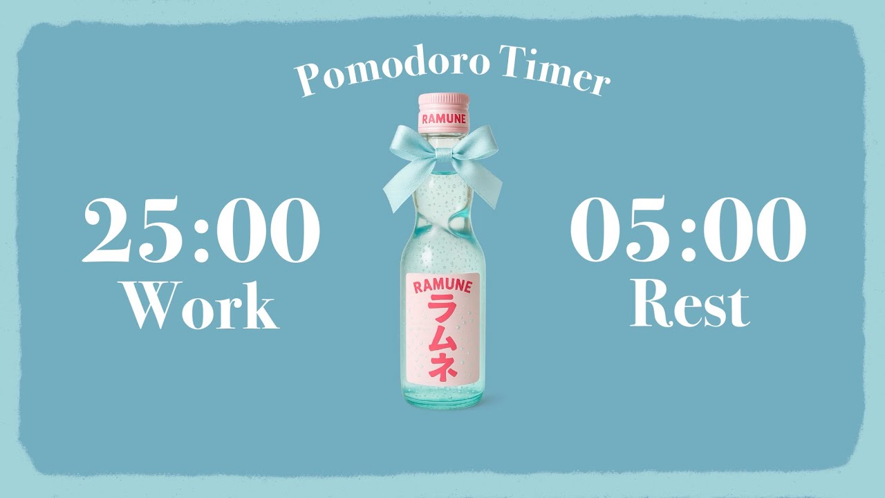 🩵🫧2-Hours 25/5 Pomodoro Timer feat. Japanese soda~ 🥤‧₊˚｡ﾟ☆| Study with me | Summer Jazz BGM