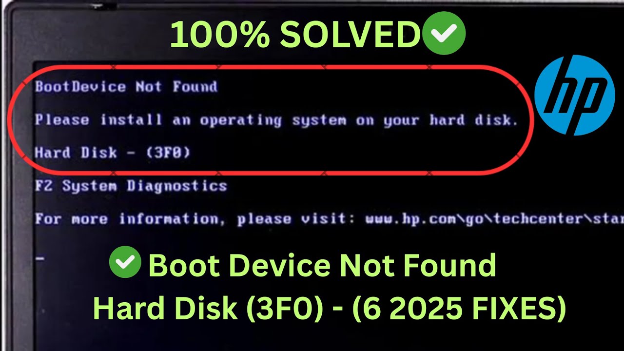 HP Laptop Fix - Boot Device Not Found - Hard Disk (3F0) (6 WAYS 2025✅)