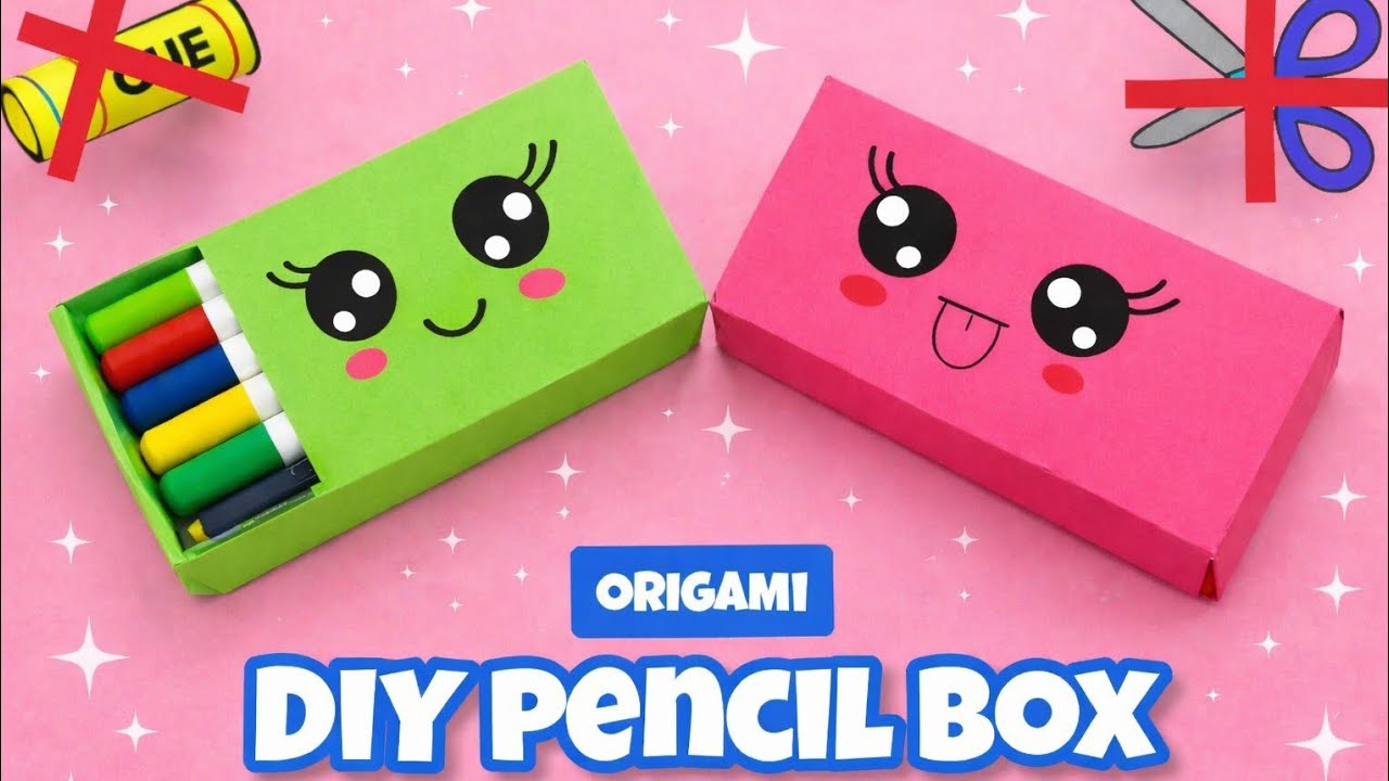‎DIY Easy Pencils Box✏️ | No Clue, No scissors | Cute paper organizer for kids