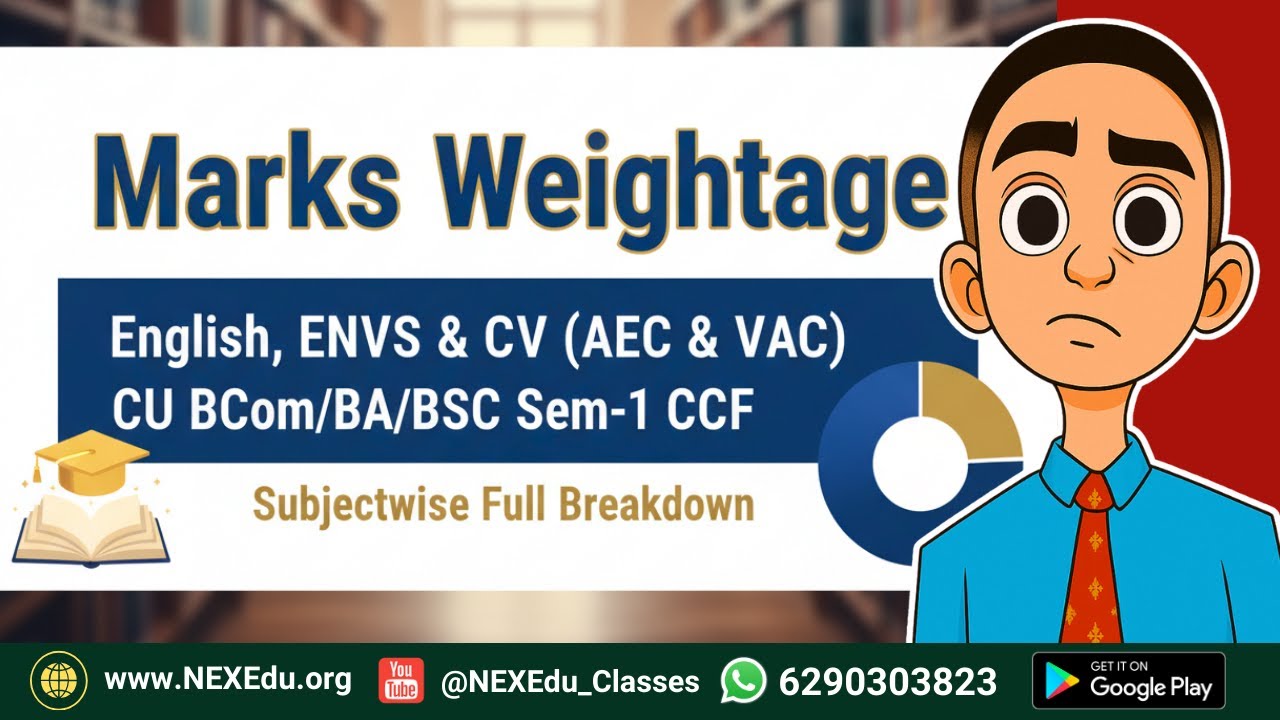English, ENVS & CV (AEC & VAC) Marks Weightage | CU B.Com Sem-1 CCF | Subjectwise Full Breakdown