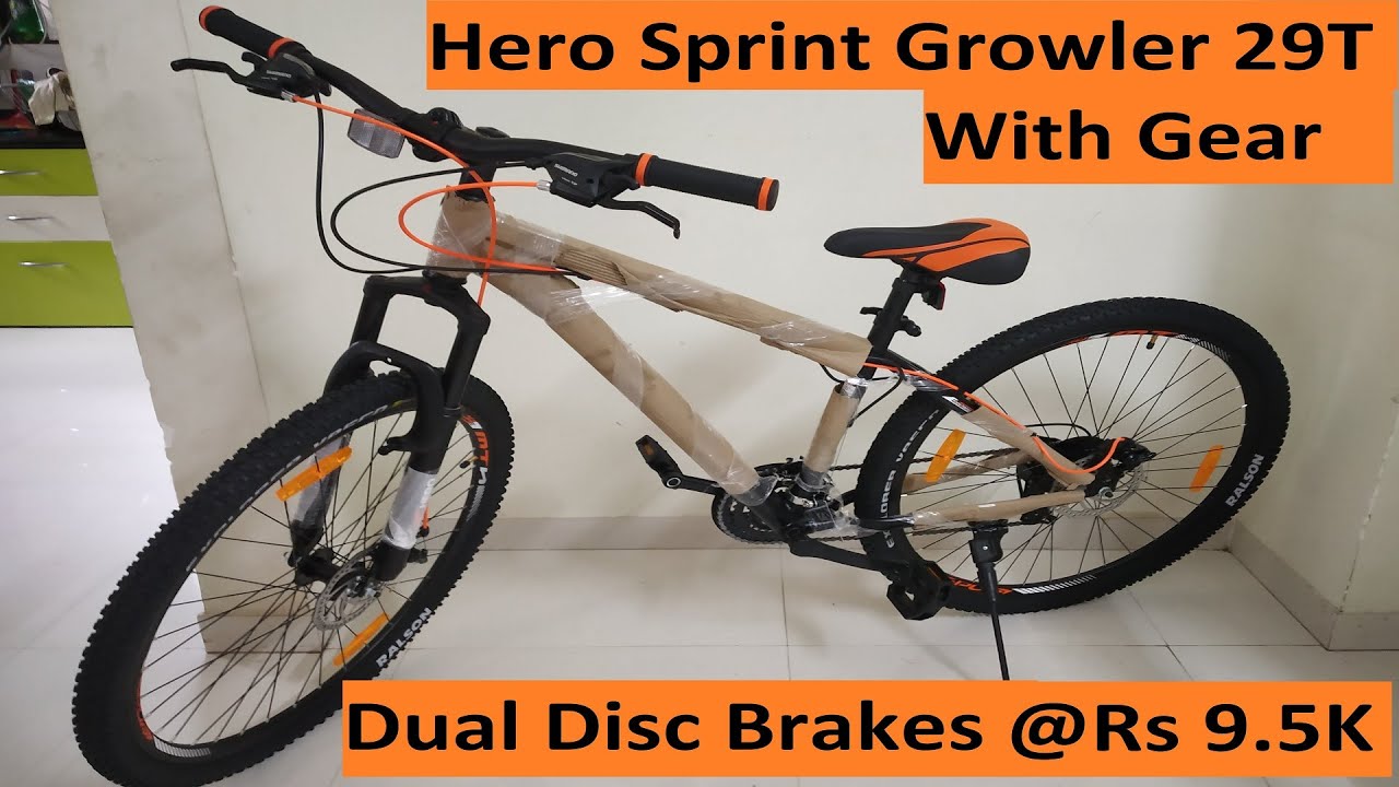 Hero Sprint Growler 29T 21 speed dual disc brakes Unboxing, Assembling