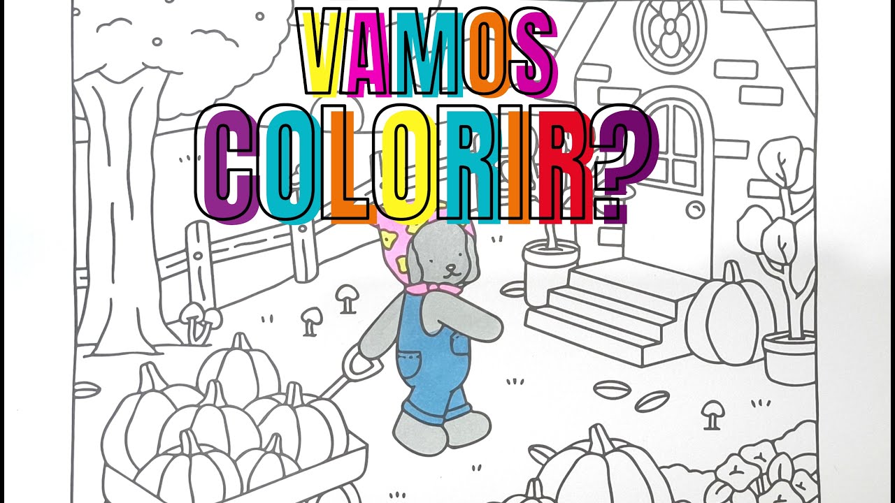 Colorindo Livro Bobbie Goods Rosa🎃🏡Amiguinho carregando as abóboras para sua casa na floresta🌳🐶