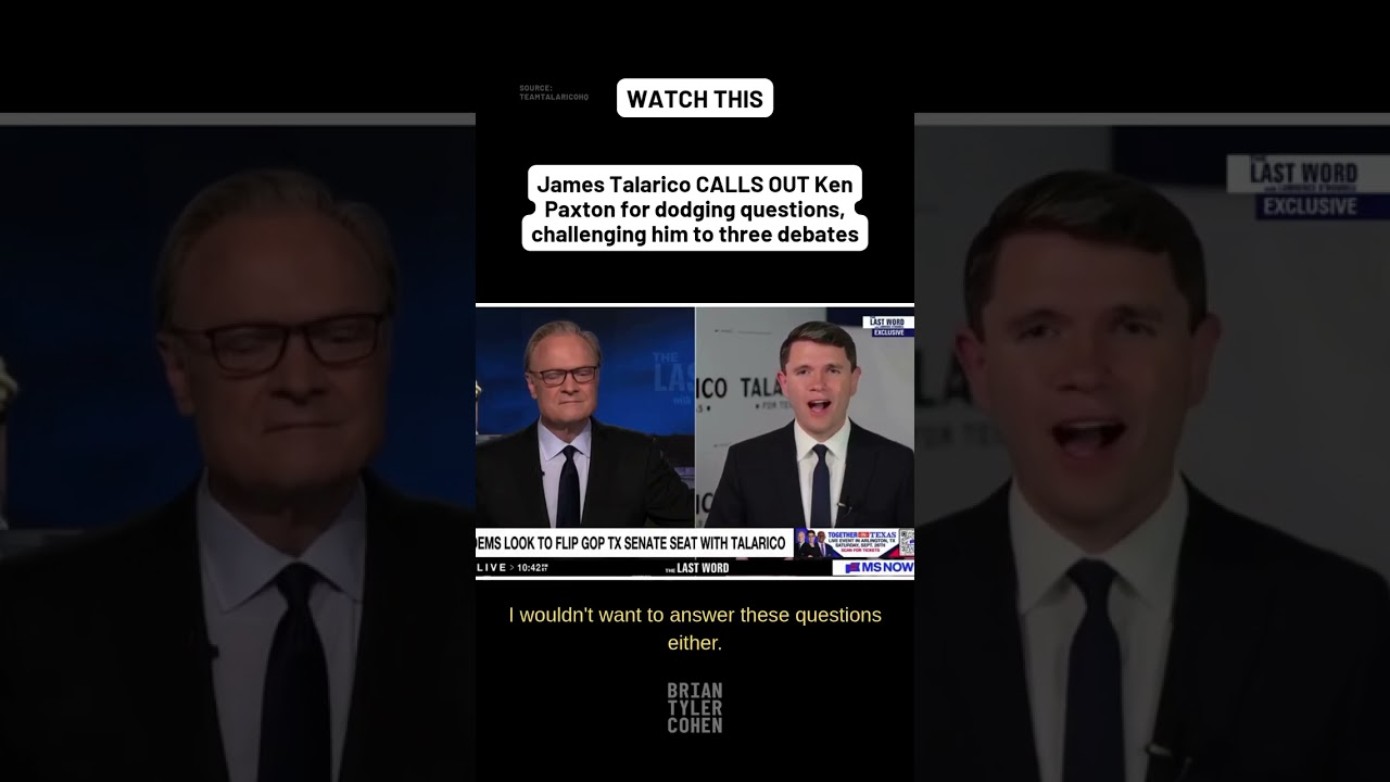 James Talarico CALLS OUT Ken Paxton for dodging questions, challenging him to three debates