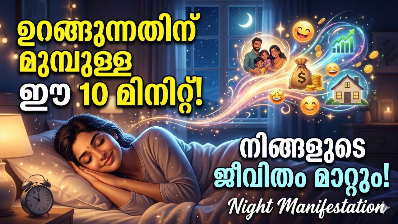 ഉറങ്ങുന്നതിന് മുമ്പുള്ള ഈ 10 മിനിറ്റ് നിങ്ങളുടെ ജീവിതം മാറ്റും | Night Manifestation Malayalam