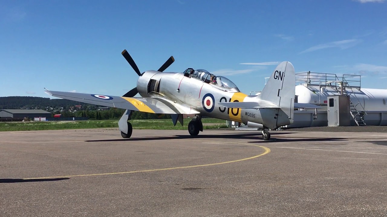 Hawker Sea Fury - start up and taxi