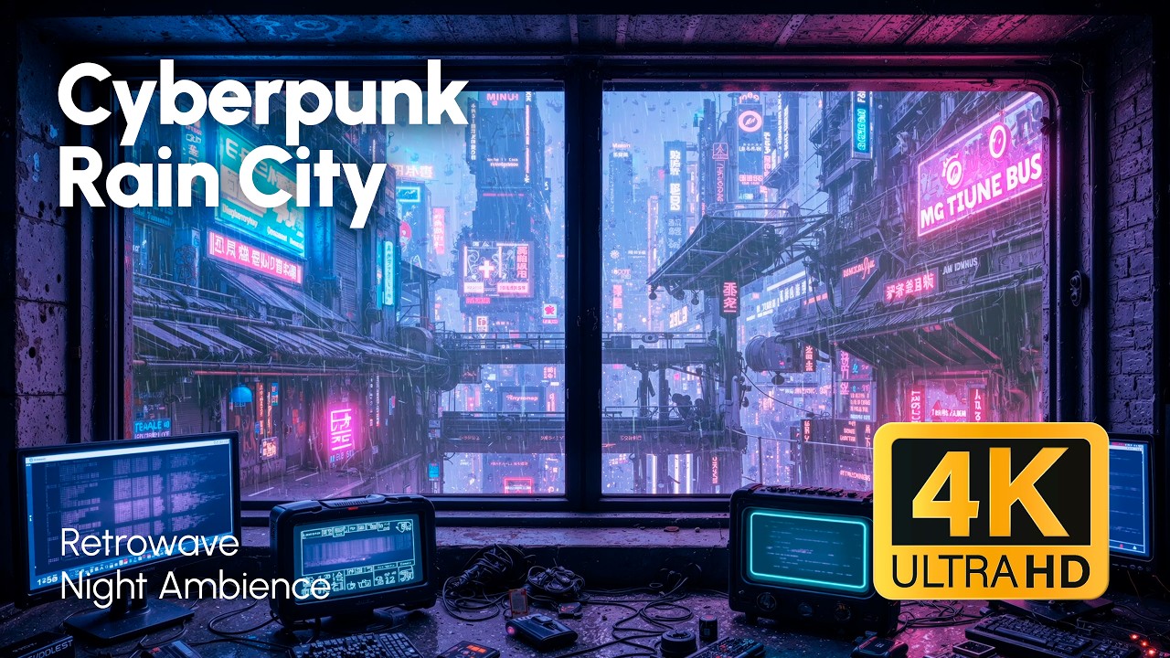 Cyberpunk Retrowave City in Rain | Synthwave Ambient Beat for Study, Sleep & Relaxation (4K)