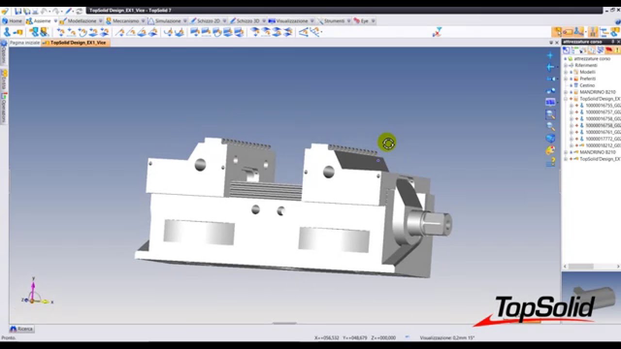 Creazione Attrezzatura: morsa apertura simmetrica 1/2 con Topsolid