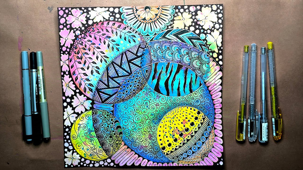 Wonderful Geometric Zendoodle Art Drawing || How to free your mind through zentangle