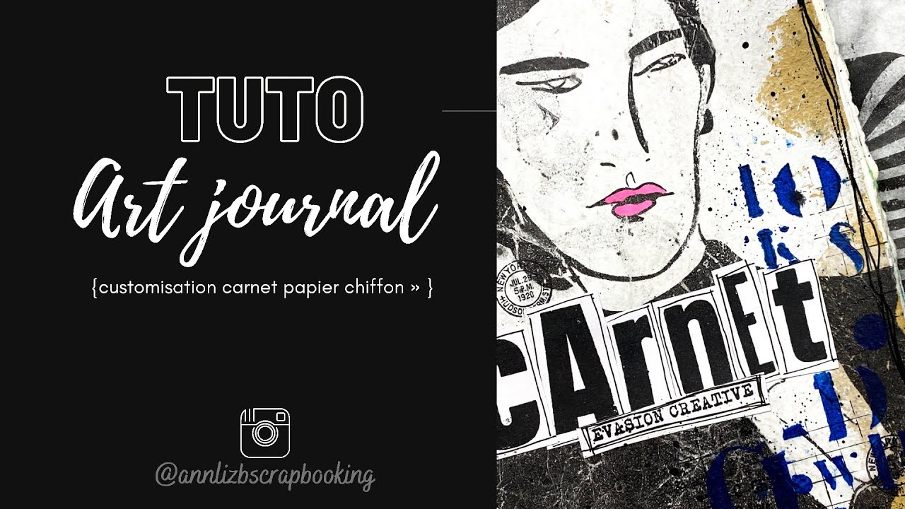 Mixed media : embellissement couverture art journal en papier chiffon