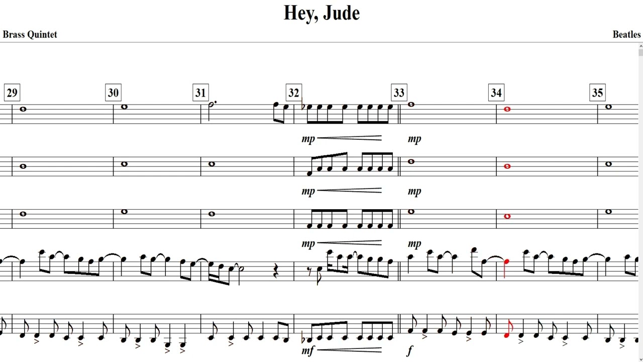 Hey, Jude(Beatles)-Brass Quintet