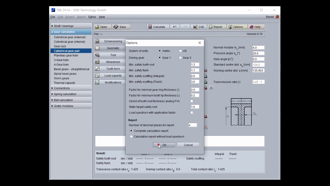 eAssistant / TBK gear pair calculation tutorial