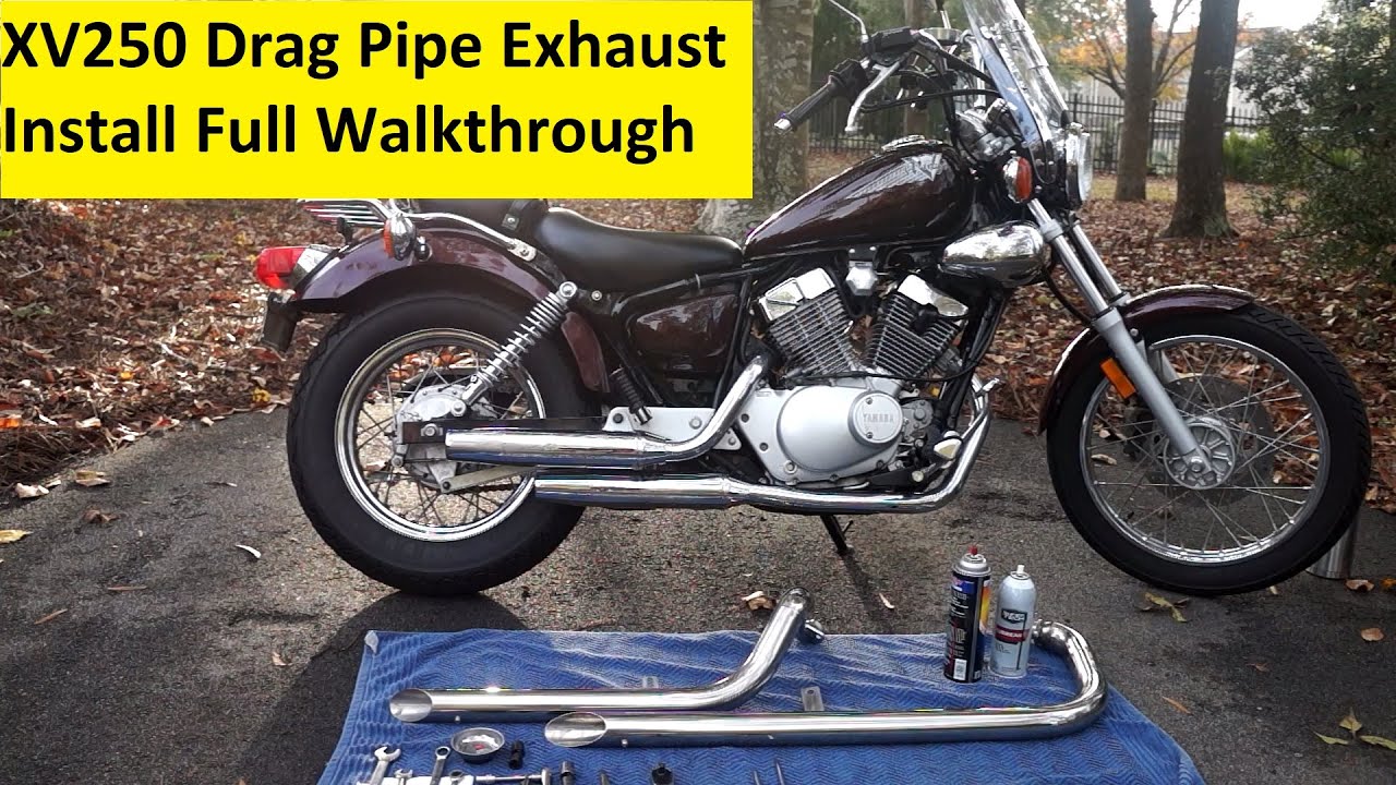 XV250 Ebay/Amazon Slash Cut Exhaust Install Walkthrough