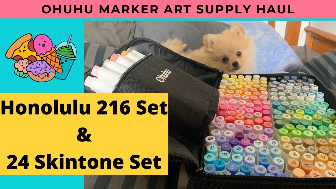 Ohuhu Honolulu Alcohol Marker Art Supply Haul 216 and 24 Skintone Set