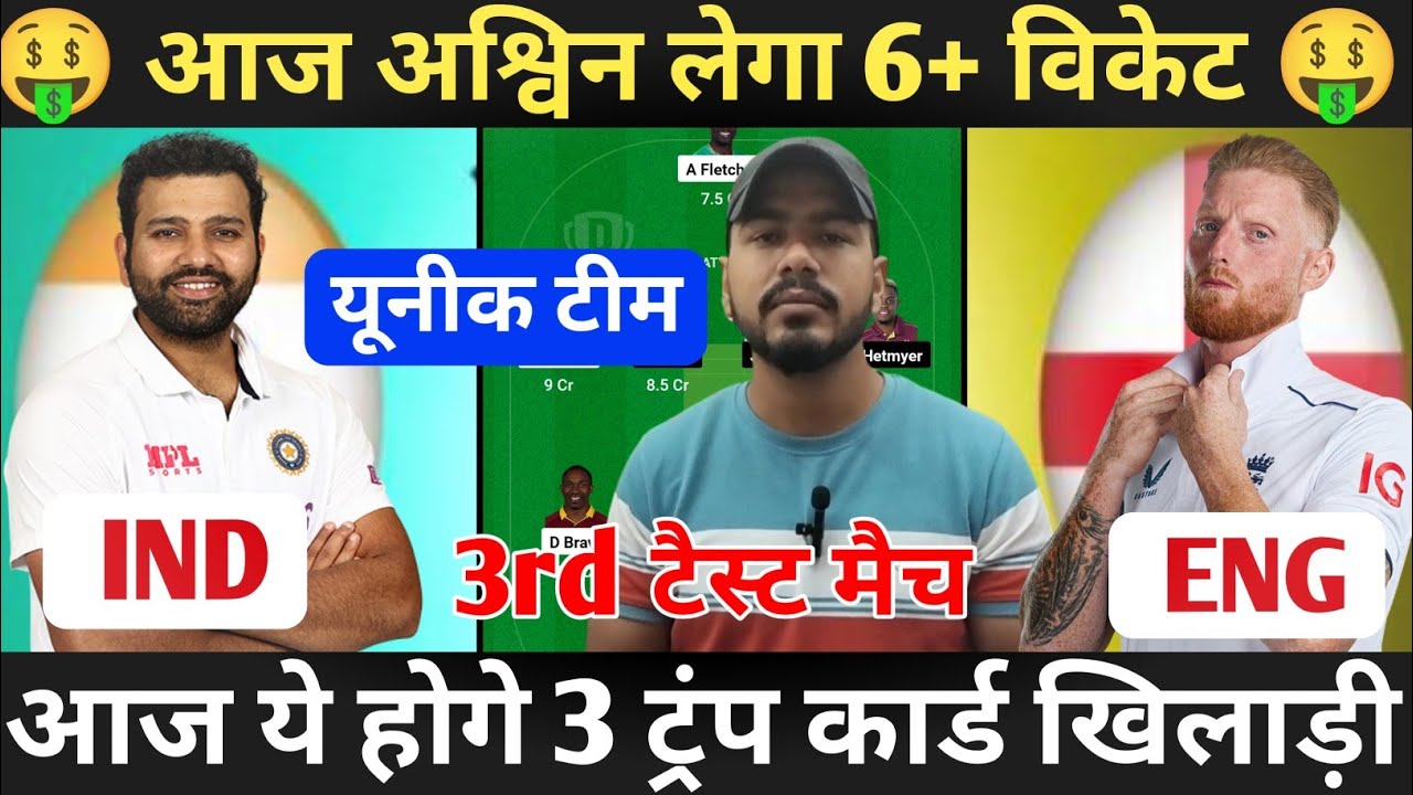 IND vs ENG 3rd Test Dream11 Prediction, India vs England Dream11 Team, IND vs ENG Dream11 Team