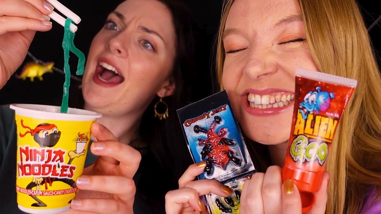 ASMR British Girls try American Candy (Whispered)