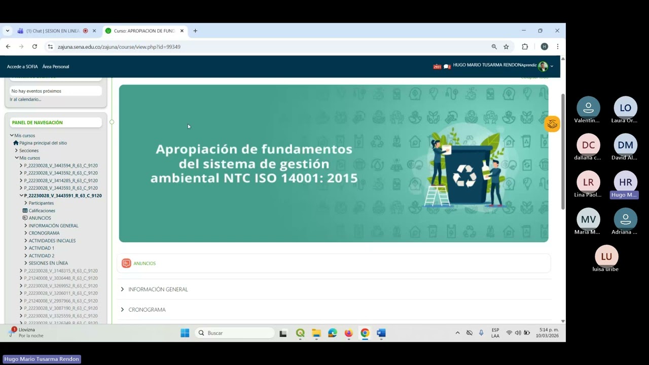 SESION EN LINEA 1 BIENVENIDA AL CURSO