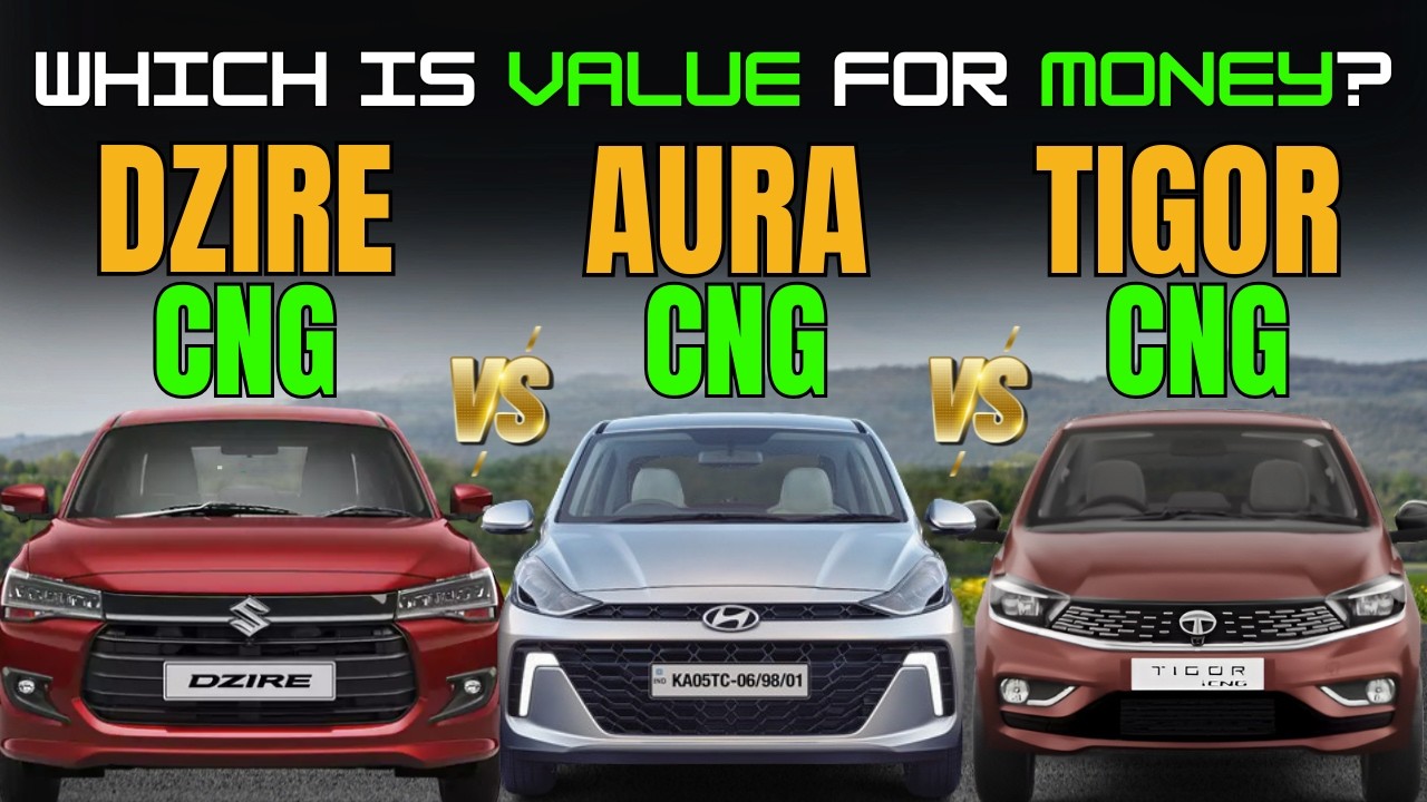 Maruti Suzuki Dzire CNG против Hyundai Aura CNG против Tata Tigor CNG | Какой лучше? | Сравнение ...