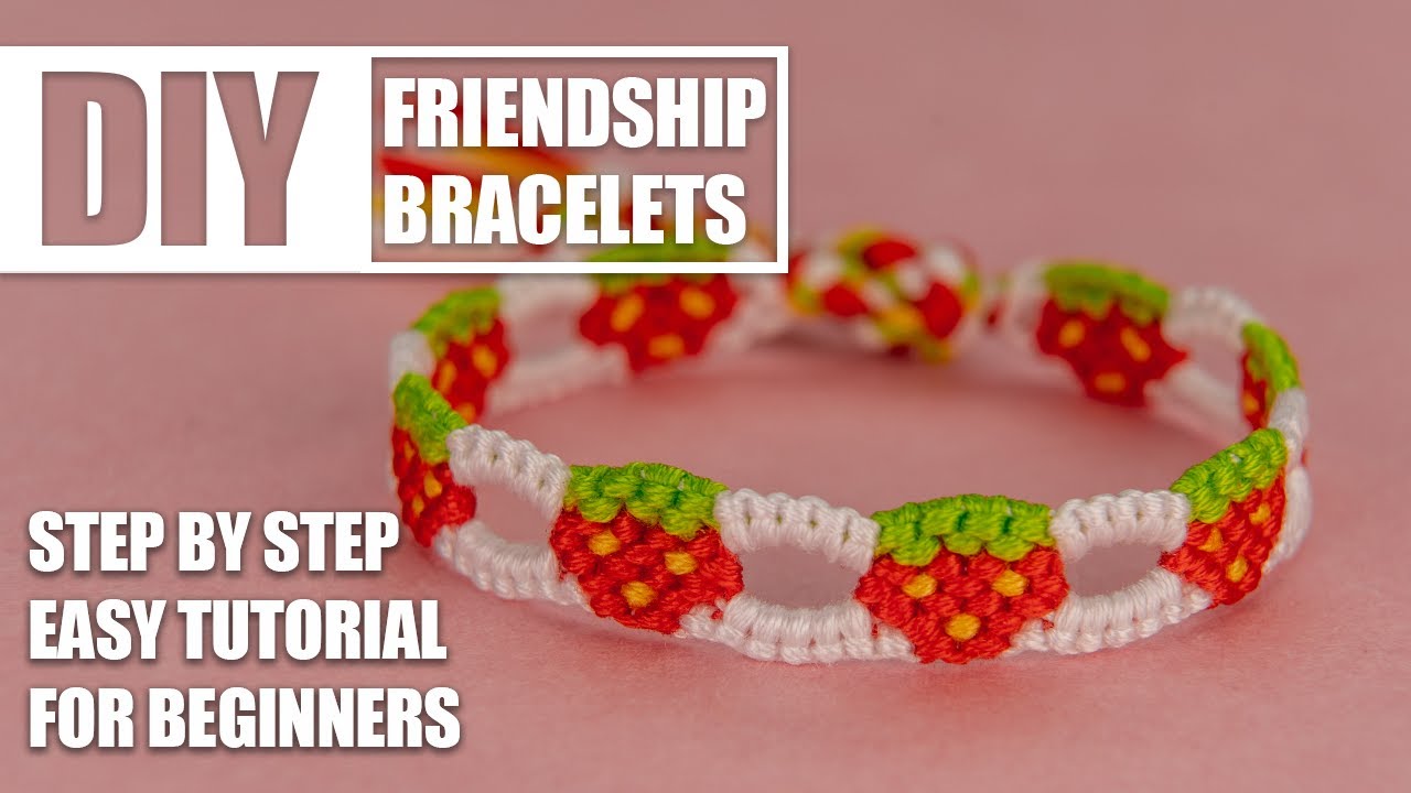 Strawberry Hole Chain Summer Friendship Bracelets Step by Step Tutorial | Easy Tutorial for Beginner
