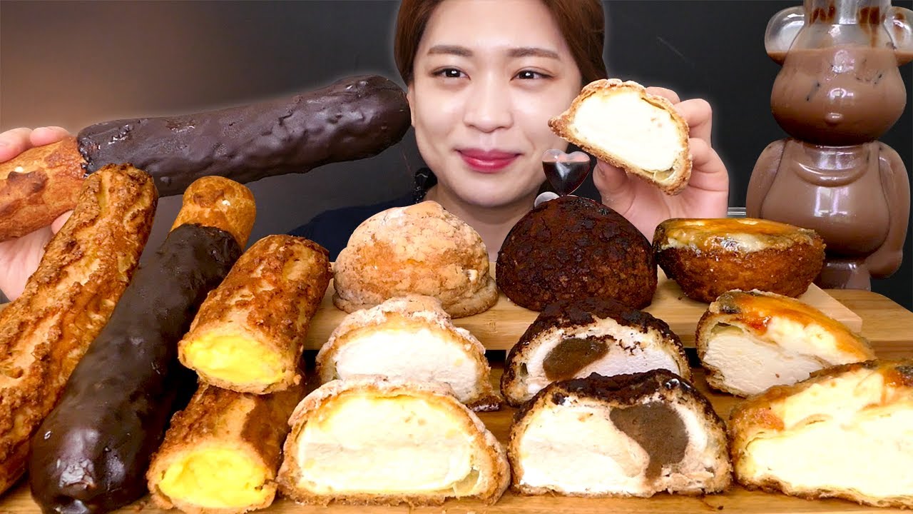 🍪Cookie Choux😍바삭한 쿠키슈 안에 부드러운 크림이 가득! 쿠키슈 종류별 먹방❤[Chocolate,Cream cheese,Custard,Tiramisu] Mukbang