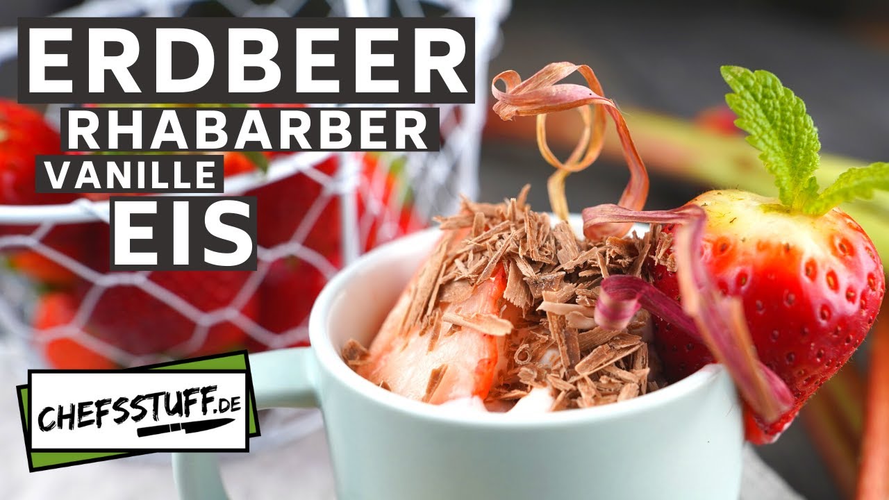 Erdbeer Rhabarber Eis | Rezept | Eis selber machen | Milcheis | Eiscreme | nat&uuml;rlich lecker