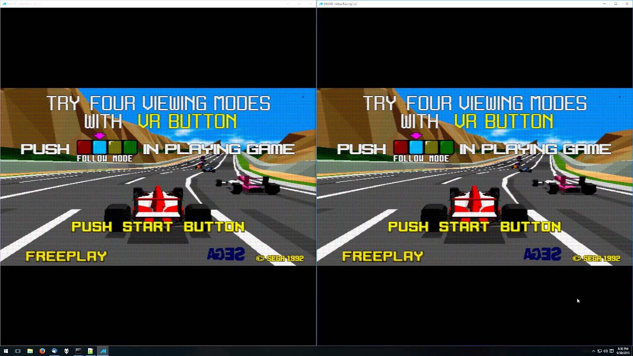 MAME 0.166 emulating linked Virtua Racing with Global Inputs