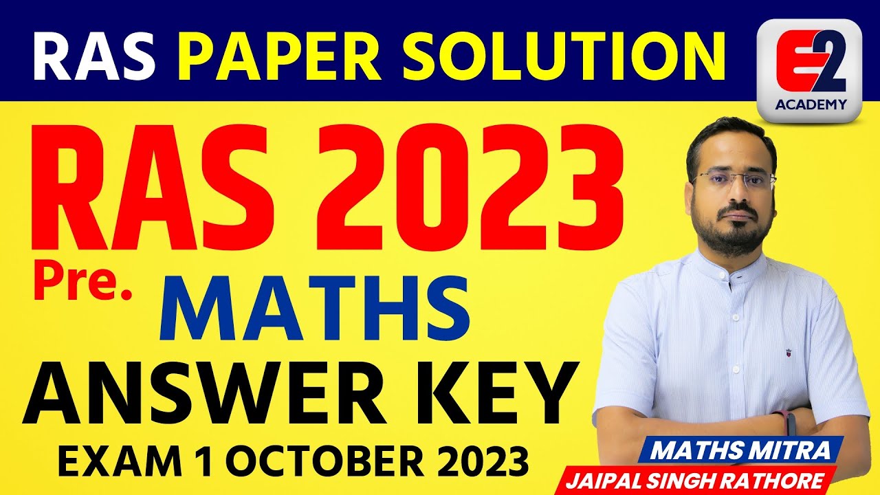 RAS PRE ∣ MATHS ANSWER KEY ∣ PAPER SOLUTION 01 OCT 2023 ∣ आरएएस प्रारंभिक परीक्षा ∣ Maths Question