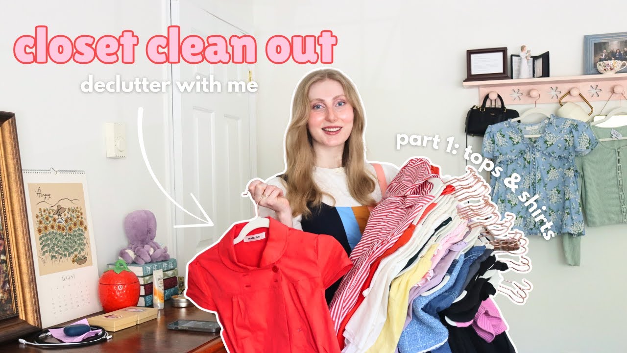 CLOSET CLEAN OUT: trying on everything in my closet 🌼 part 1: tops & shirts