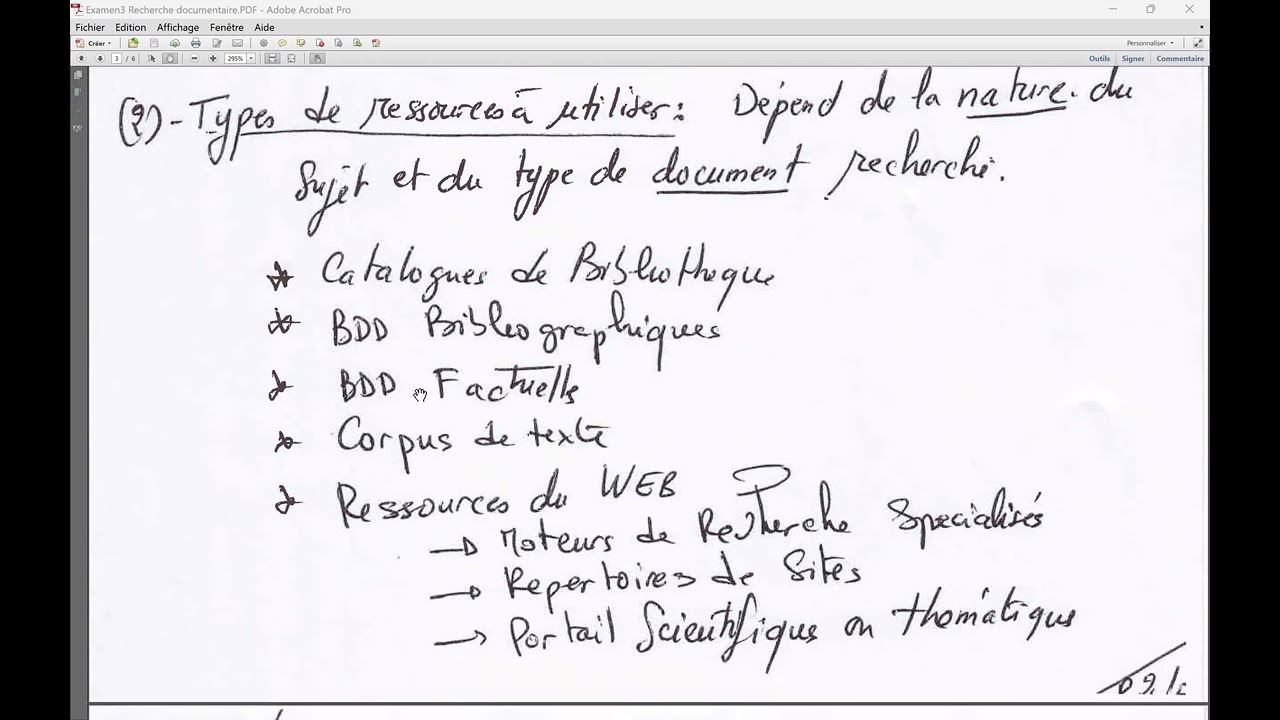 Corrigé type d'un examen Module recherche Documentaire