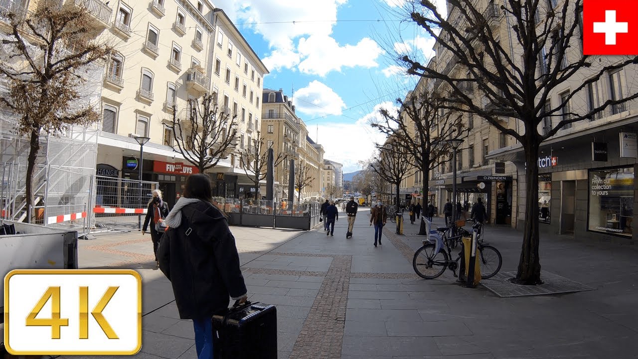 City center walk in Geneva, Switzerland | Winter 2021【4K】Canton de Genève, Suisse