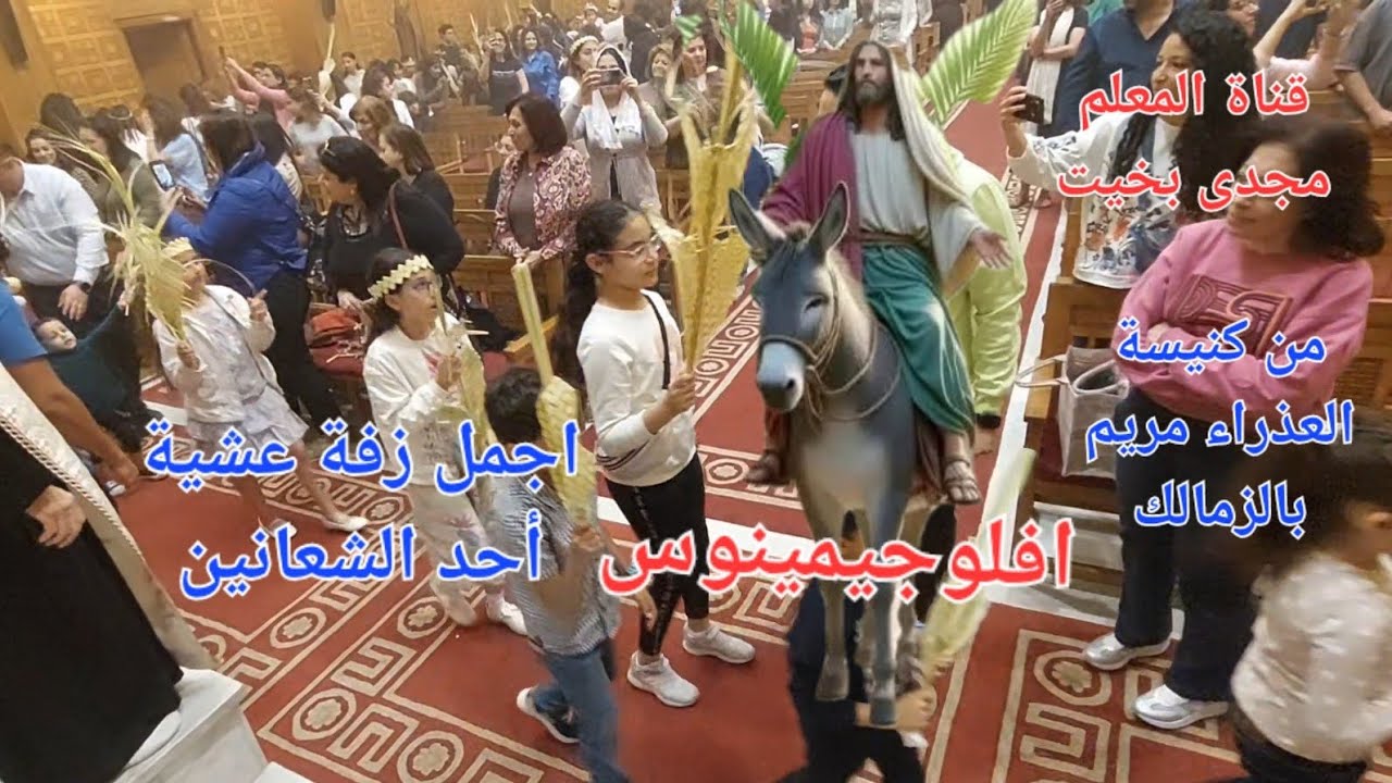 اجمل زفة لأحد الشعانين  البنات والأولاد بسعف النخيل مع Evlogimenos من كنيسة العذراء الزمالك