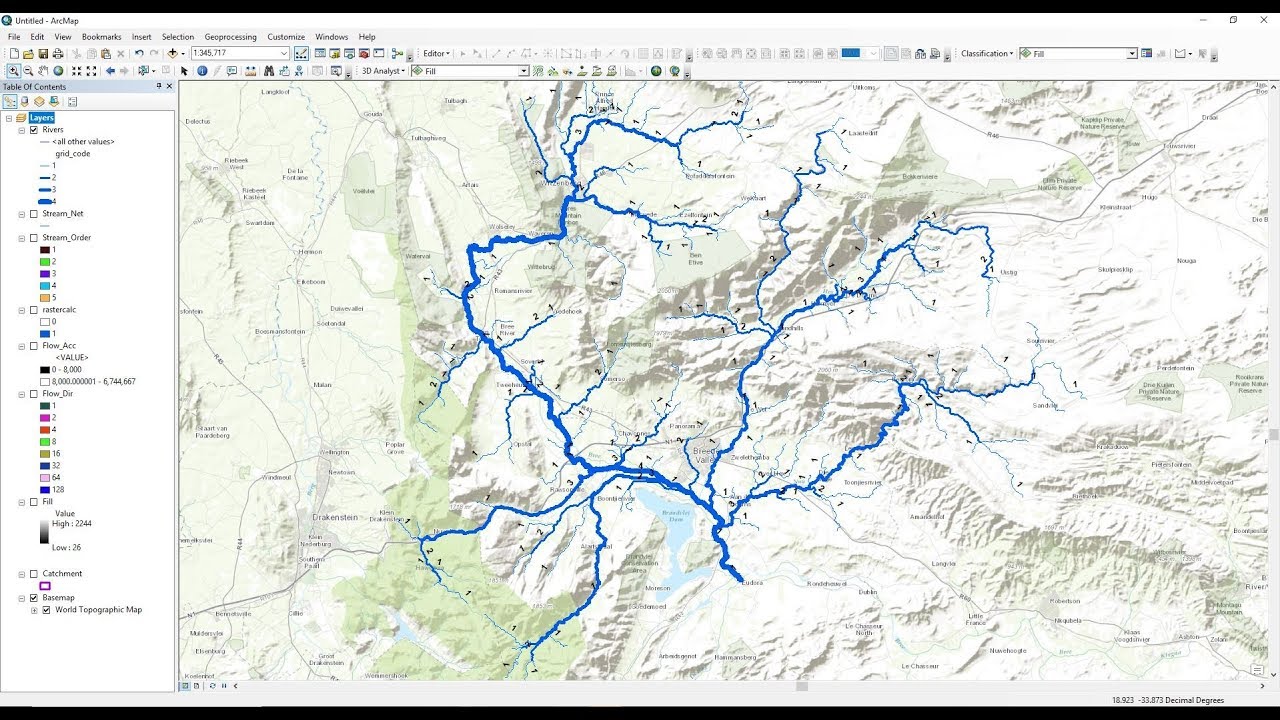 Порядок потоков из цифровой модели рельефа (ЦМР) с использованием ArcGIS